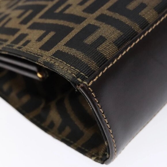 FENDI Zucca Canvas Hand Bag Black Brown Auth 138624 - Picture 4 of 16